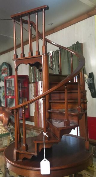 Rare Maitland Smith Mahogany Dollhouse Staircase 24 " X14 " Spiral Stairs