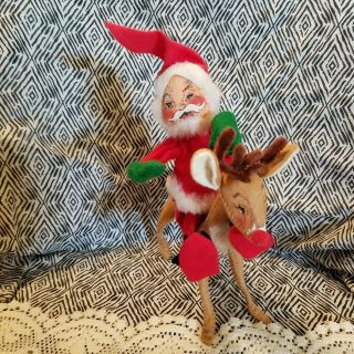 Vintage Annalee Rudolph Reindeer And Santa Soft Figures