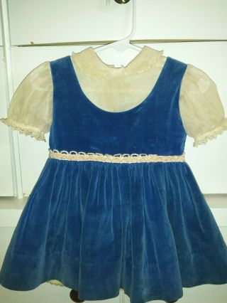 Htf Ideal Patti Playpal Blue Velvet Dress