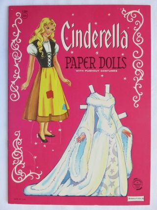 Vintage Cinderella Paper Dolls W/pushout Costumes Saalfield 1384 Made U.  S.  A.