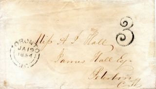 Canada 1854 Stampless Cover From Toronto To Peterboro Rated With " Hollow 3 "