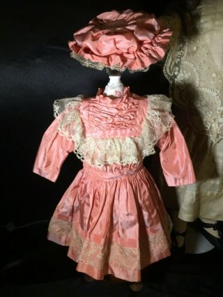 Stunning Antique Styled Silk Doll Dress W Matching Hat Custom Made