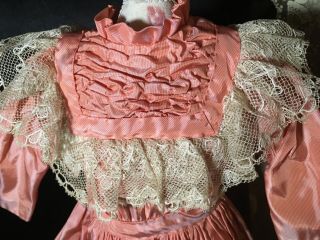 Stunning Antique Styled Silk Doll Dress w Matching Hat Custom Made 3
