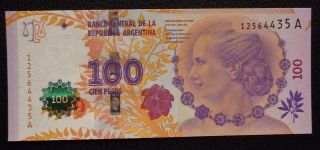 Argentina Banknote 100 Pesos,  Pick 358a Unc 2012 - Evita (series A)