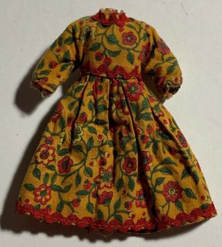 Vintage Topper Dawn Clone Dawn Dress - Gold Dress With Red Flowers - No Doll