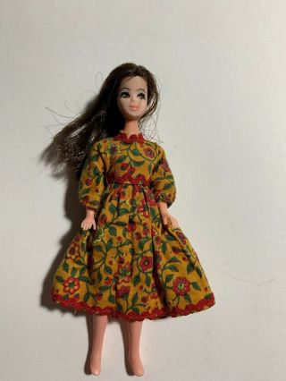 Vintage Topper Dawn CLONE Dawn Dress - Gold Dress with Red Flowers - NO DOLL 2