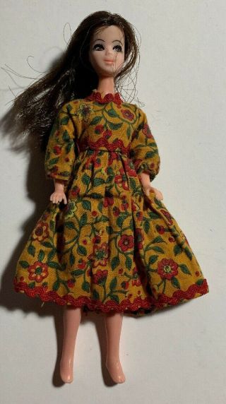 Vintage Topper Dawn CLONE Dawn Dress - Gold Dress with Red Flowers - NO DOLL 3