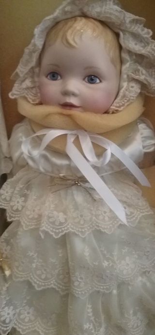 Franklin Heirloom " House Of Faberge Christening Doll " Porcelain Doll 1989