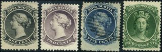 Nova Scotia 8 - 11 Mint/used F/f - Vf Og H/hr 1860 Queen Victoria Part Set Cv$43.  00