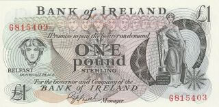 Northern Ireland Bank Of Ireland 1 Pound Banknote Nd (1980s) P.  65a Uncirculated