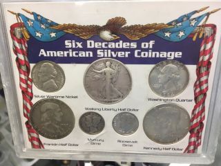 Six Decades Of American Silver Coinage 7 - Coin Set 1934 - 1964 90 (asw 1.  45 Ozt)