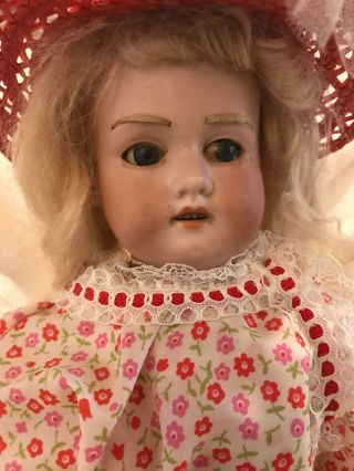 Antique 19” Germany Bisque Head Doll Leather Body Floradora Armand Marseille 2