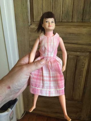 Vintage Remco 1963 Libby Littlechap Doll In Pink Plaid Dress 10 "