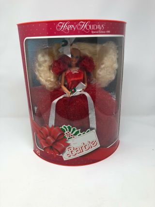 Vintage 1988 Special Edition Barbie Doll Happy Holidays Red Dress Holly 1st Year