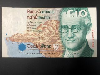 £10 James Joyce Rep Of Ireland 2.  7.  99 Punt Irland Eire P76b Umu830894 Last Dt