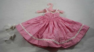 Vintage Vogue Jill Doll 1957 Outfit 7501 Pink Dress White Shoes Hanger