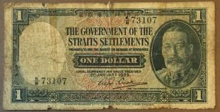1935 Straits Settlements - One 1 Dollar Banknote Bank Note