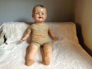 Chubby,  Big,  25 Inch Estate Doll For Repair/tlc,  Unmarked,  Composition/cloth.