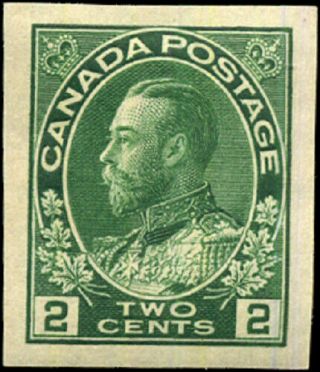 Canada 137 Vf Og Hr 1924 King George V 2c Green Admiral Imperf Cv$50.  00