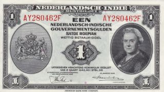 1 Gulden Aunc - Unc Banknote From Netherlands Indies 1943 Pick - 111