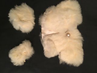 Vintage Vogue Ginny Doll Coat,  Hat & Muff Of White Rabbit Fur,  Late1950s.