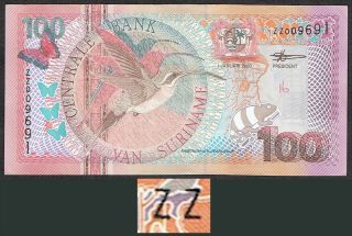 Suriname 100 Gulden 2000 Xf Replacement Centrale Bank Van Surinam P149 / Mwr Rd1