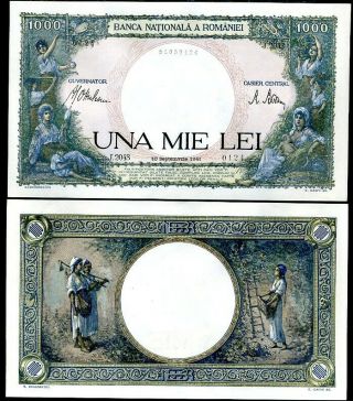 Romania 1000 1,  000 Lei 10 - 9 - 1941 P 52 Unc