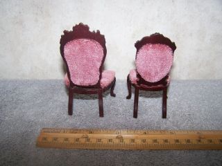 1:12 DOLLHOUSE MINIATURE WOOD TUFTED CUSHION CHAIRS WITH ORNATE DESIGN 3
