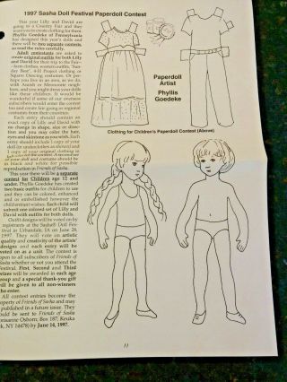 Vintage 1997 Friends of Sasha Newsletters with doll articles and crafts 3