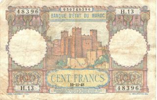 1948 Banque Détat Du Moroc - Morocco 100 Francs Pick: 45