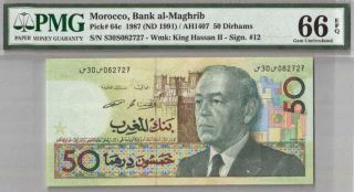 550 - 0283 Morocco | Bank Al - Maghrib,  50 Dirhams,  198,  Pick 64c Pmg 66 Gem Unc