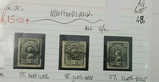 3x Newfoundland 3 Cent Queen Vic Stamps Good Varieties