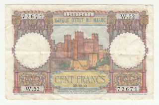 Morocco 100 Francs 1952 Circ.  P45 @