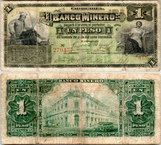 0557: M310d - Banco Minero 1 Peso - 24 Abril 1914 - F