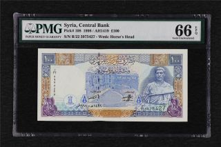 1998 Syria Central Bank 100 Pounds Pick 108 Pmg 66 Epq Gem Unc