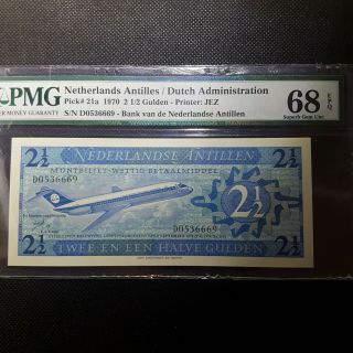 Netherland Antilles 21/2 Gulden 1970 P 21a Pmg68 Epq