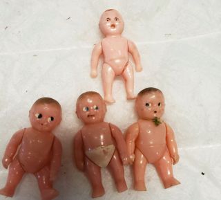 4 Vintage Renwal No.  8 2 1/4 " Tall Miniature Baby Doll Jointed 1950s