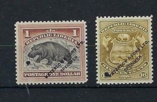 Liberia 1892 16c And $1 Hippo Waterlow & Sons Specimens