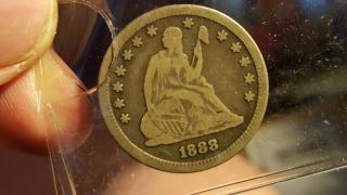 1888 - S Liberty Seated Quarter.  Fine Natural No Problems