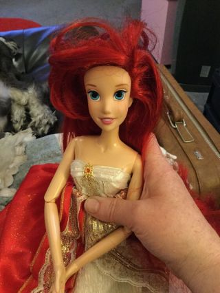Disney Store Exclusive Singing Princess Ariel Doll Red Dress 17 "