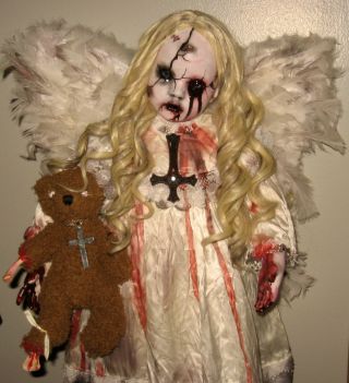 Creepy Horror Scary 27 " Doll Zombie Angel Ooak Gothic Art Halloween By L.  Ganci