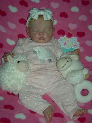 Reborn Big Baby Girl " Lucy " By Tina Kewy Micro Rooted 3d Htf