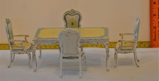 Bespaq Dining Room Table Chairs Set Dollhouse Miniature Roombox 1:12 Rare