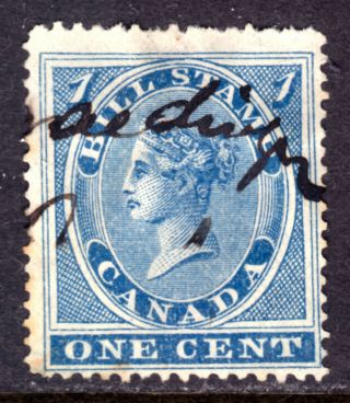 Canada First Bill Issue Fb1 1c Blue,  1864 Perf12½x13½,  F,