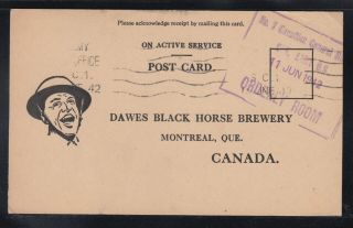 Canada 1942 Wwii No.  7 General Hospital Matron Cigarette Dawes Brewery Postcard