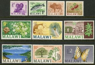 Malawi Sc 41 - 44,  46 - 51 1966 - 67 Watermarked Defins Part Set Og Hinged