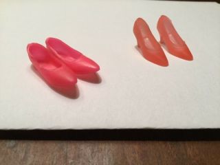 Vintage 1960’s Barbie 2 Pairs Squishy Shoes,  Vacation Time & Shopping Spree