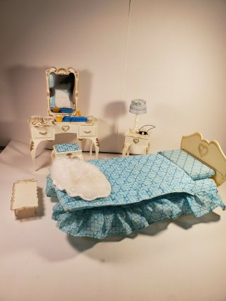 Vintage Marx Sindy Doll House Furniture Bedroom Set & Accessories