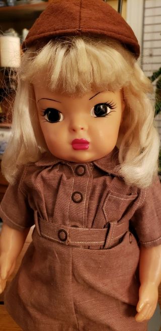 Vintage Terri Lee Doll Platinum Blond In Brownie Dress 2
