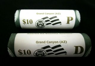 2010 Grand Canyon (az) P & D Us Wrapped Uncirculated Quarter Rolls